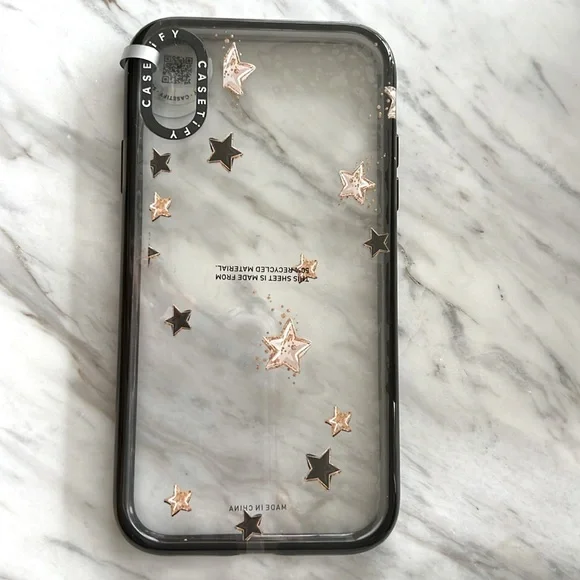NWT Authentic Casetify case for IPhone Clear with stars, black